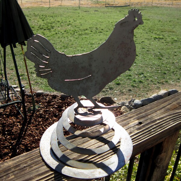 Spring Chicken-Metal aRt-Garden Art-Chicken-Hen-Poultry Art-country Art-Bouncing