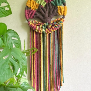 Autumn Macrame Tree of Life | Colourful Boho Wall Hanging with Cotton Cord