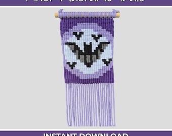 Pixel Macrame Bats Pattern: DIY Halloween Wall Hanging Tutorial (PDF Download)