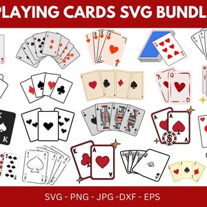 Playing Cards Svg, Aces svg, Poker Cards svg, Royal Flush Clip Art, Cards Clip Art, Poker Cards Vector Cut Files Cricut Silhouette.