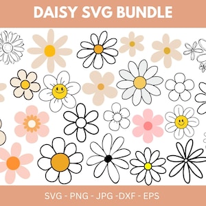 Gänseblümchen SVG-Bundle, Gänseblümchen-Blumen-Svg-Designs für Cricut, Clipart Schnittdateien für Cricut, Vektor-Cutfile, Frühlings-Svg, Sommer-Svg, Png-Dateien