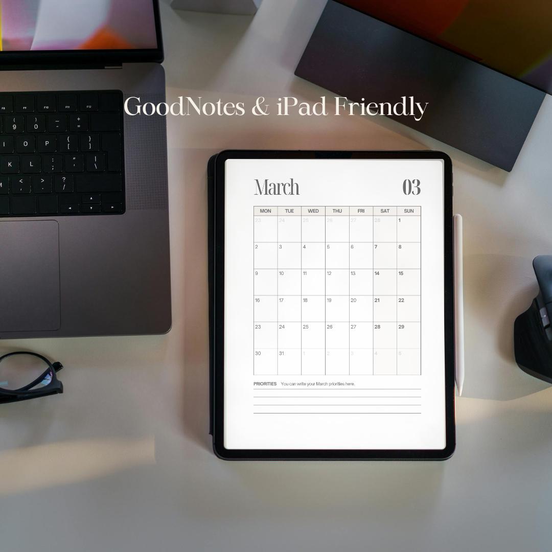 2026 Yearly Planner Printable | Minimalist Monthly Calendar + Notes ...