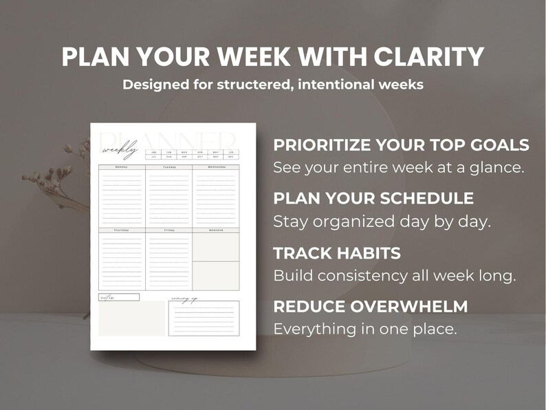 Undated Weekly Planner Printable | Fillable PDF Weekly Layout ...
