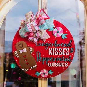 Gingerbread Man Wood Door Sign | Christmas Door Sign | Welcome Sign | Closing Gift | Christmas Decor | Holiday Decor