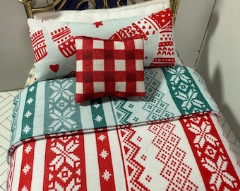 Christmas sweater Dollhouse bedroom decor 1:12 scale.  Available in twin or double size.