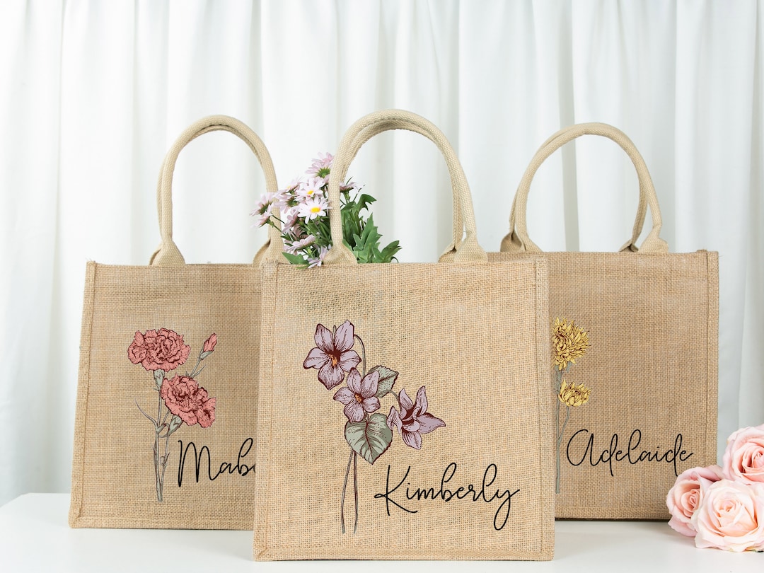 Personalized Burlap Bag Custom Burlap Tote Gift Bag Bridesmaid Burlap ...
