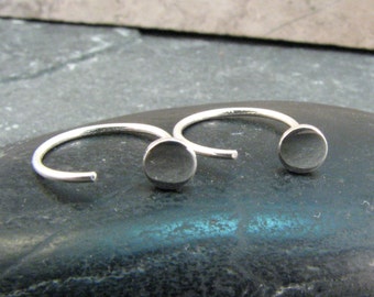 Sterling Silver Stud Ear Hugger Hoops: Minimalist Sleeper Earrings