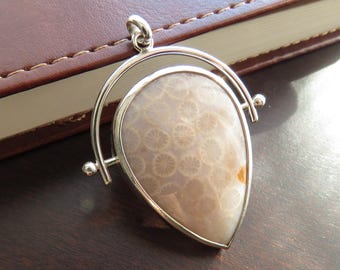 Fossil Coral Artifact Pendant - Sterling Silver Oracle Necklace, Natural Stone Specimen Jewelry