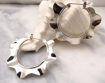 Sculptural Sterling Silver Hoop Earrings: Aphrodite Inspired, 22-36mm