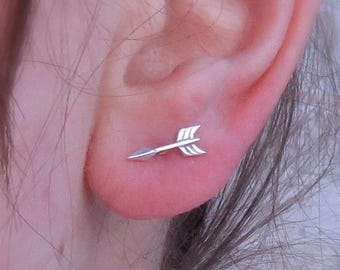Artemis Arrow Silver Stud Earrings - Hand Carved Cast 12mm Size