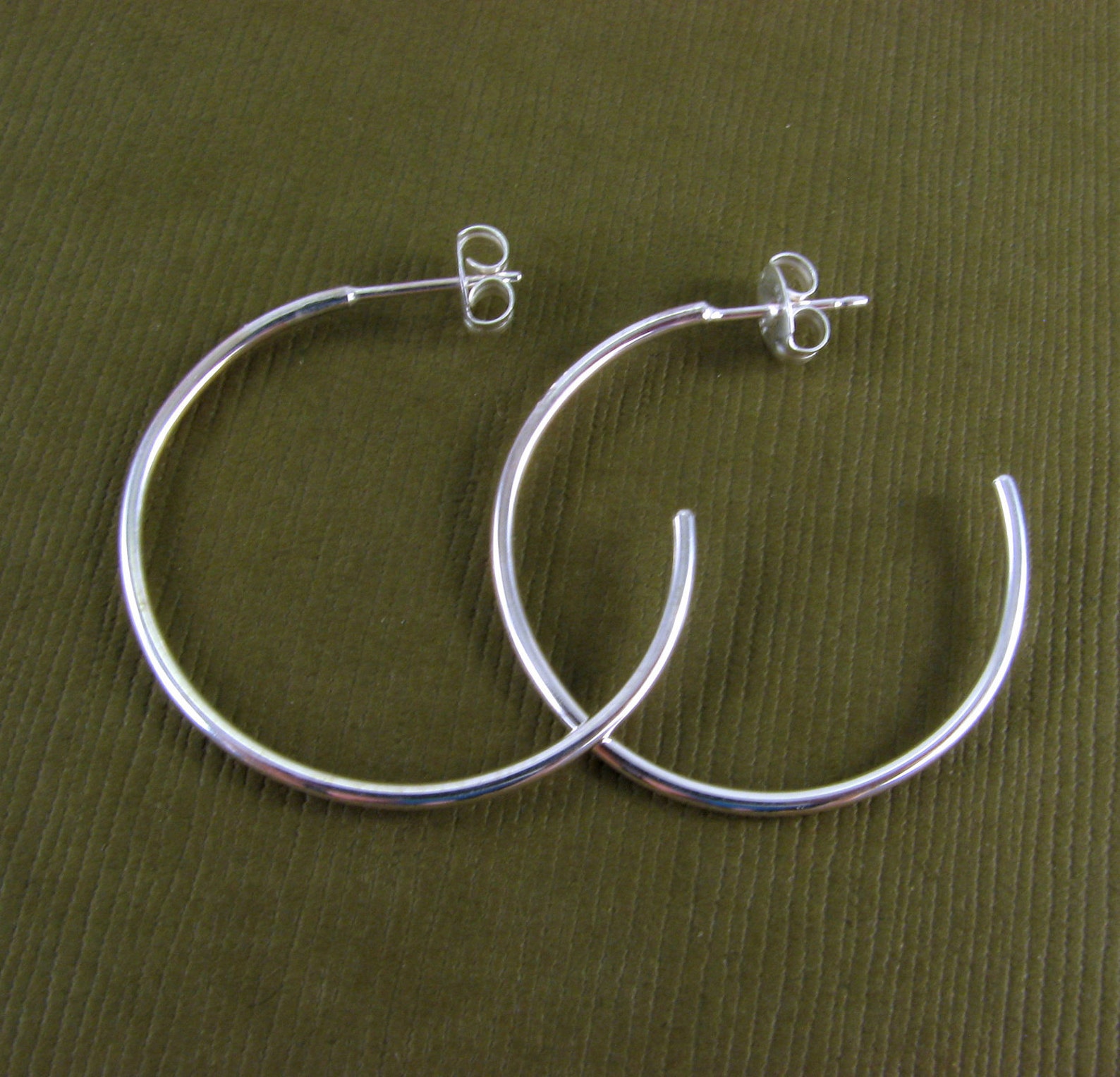 Hoop Earrings Sterling Silver Post Hoop Earrings Medium Etsy
