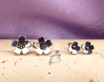 Forget Me Not Sterling Silver Stud Earrings: Spring Flower Jewelry