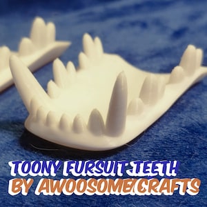 HQ toony canine 3d stampato fursuit denti mascella inferiore