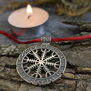 Sterling Silver Aegishjalmur Pendant: Hand Hammered Viking Helm of Awe Necklace