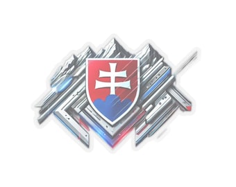 Pegatina de Eslovaquia, escudo de armas eslovaco, diseño de montañas