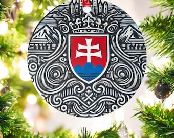 Slovakia coat of Arms Christmas ornaments Slovak Holiday Decor Personalized tree Decoration Slovakian Heritage Gifts