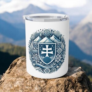 Slovakia-Inspired Coffee Mug, Gift for Tea Lovers, 10oz Insulated Mug, Travel Mug, Artistic Beverage Cup