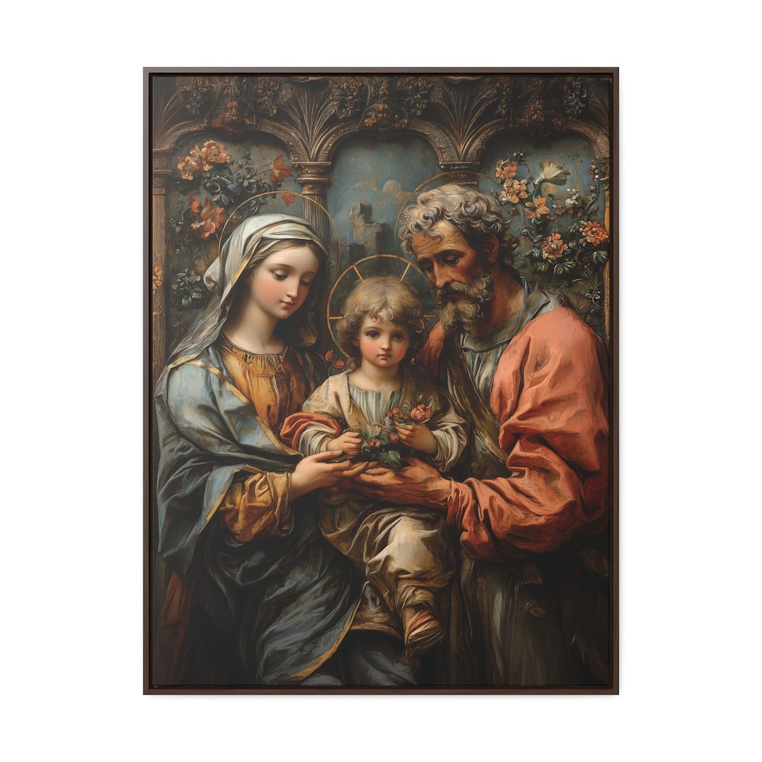Holy Family Framed Canvas - Ethereal Home Decor, Christian Art, Unique ...