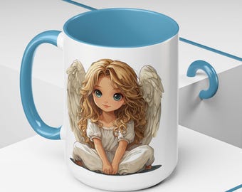 Taza de café con acento de ángel caprichoso: regalo perfecto para cristianos, decoración única para el hogar, amante de los ángeles, taza acogedora para todas las ocasiones, 11/15 oz