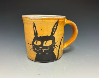 Pointy Cat -  Mug - Titanium Yellow  - Soda Fired Stoneware - 10 fl oz. - Ron Philbeck (39)