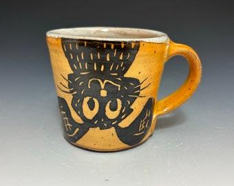 Upside Down Rabbit -  Mug - Titanium Yellow  - Soda Fired Stoneware - 10 fl oz. - Ron Philbeck (38)