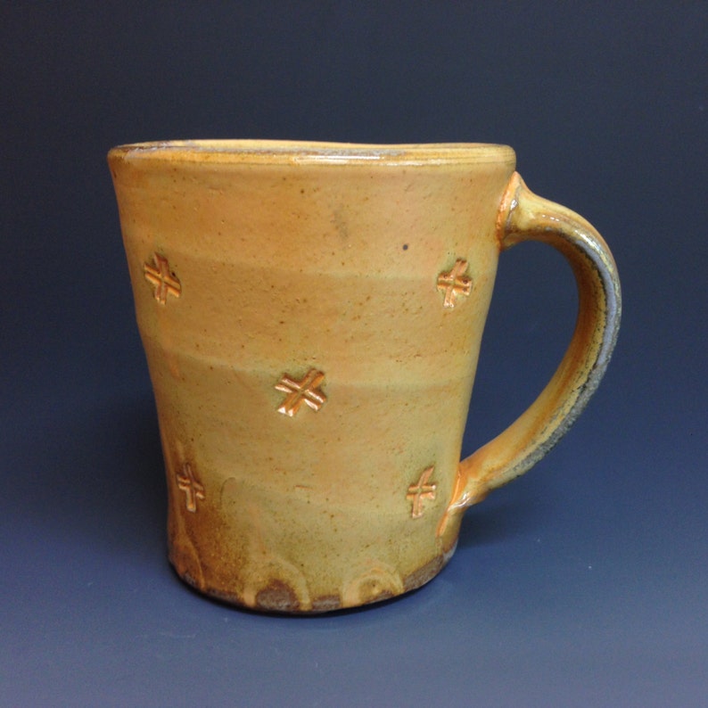 On Sale Coffee Mug Titanium Yellow Stamped Decoration Etsy