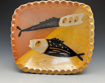 Fish - Rectangular Dish - Slab Construction - Soda Fired   (15)