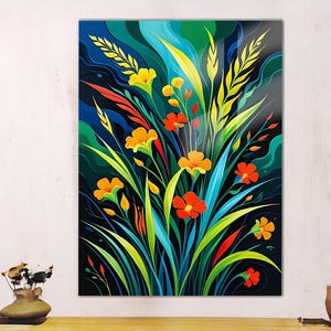 Tempered Glass Floral Wall Art: Modern Black & White Brushstrokes