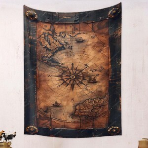 Arazzo mappa, arazzo arte bussola, arazzo scuola, arazzo collage dormitorio, decorazioni da parete, arazzo antico mappa del mondo, vecchio mondo