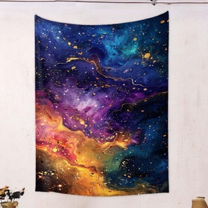 ギャラクシータペストリー壁掛け、宇宙アートタペストリー装飾、星空夜の壁アート、天体寝室装飾、リビング用の鮮やかな宇宙タペストリー