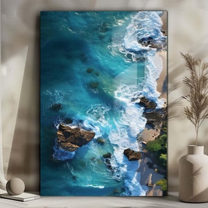 Ocean Wall Decor, Sea Wall Art, Beach Wall Decor, Sea Landscape Decor, Sea Wave Glass, Sea Life Amazing Art, Wall Decor Hangings, Tempered
