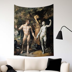 Creation Of Adam Decor, Victoria Tapestry, Renaissance Wall Decor, Wall Hanging, Maximalist Wall Art, Art Decor Tapestry, Bedroom Tapestry