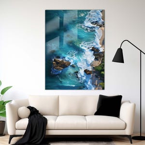 Ocean Wall Decor, Sea Wall Art, Beach Wall Decor, Sea Landscape Decor, Sea Wave Glass, Sea Life Amazing Art, Wall Decor Hangings, Tempered