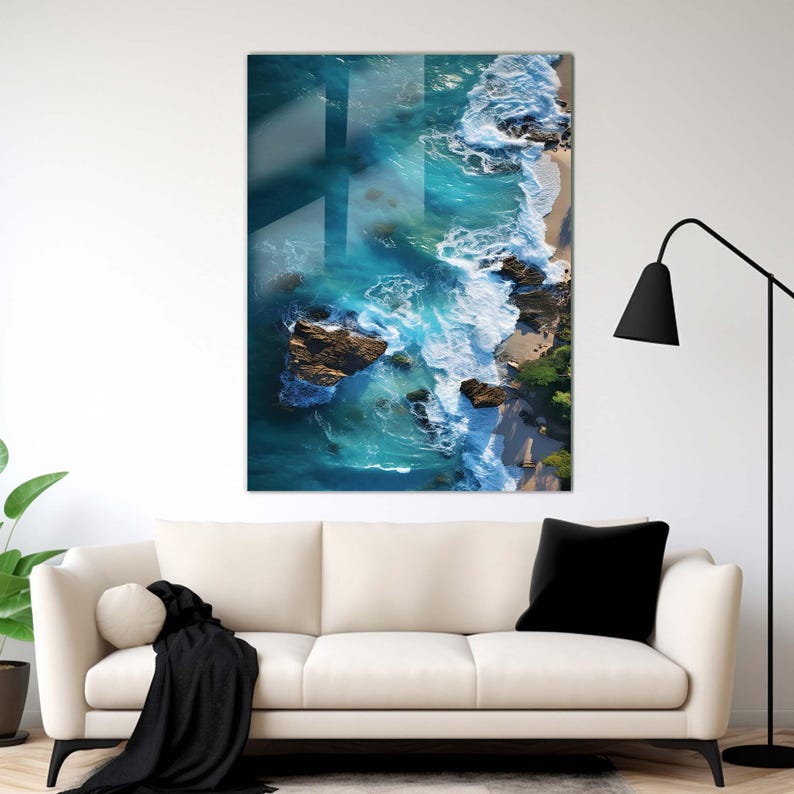 Ocean Wall Decor, Sea Wall Art, Beach Wall Decor, Sea Landscape Decor, Sea Wave Glass, Sea Life Amazing Art, Wall Decor Hangings, Tempered