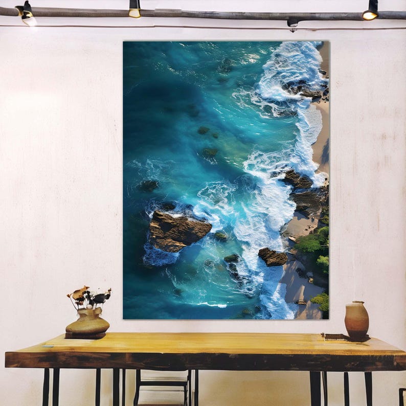 Ocean Wall Decor, Sea Wall Art, Beach Wall Decor, Sea Landscape Decor, Sea Wave Glass, Sea Life Amazing Art, Wall Decor Hangings, Tempered