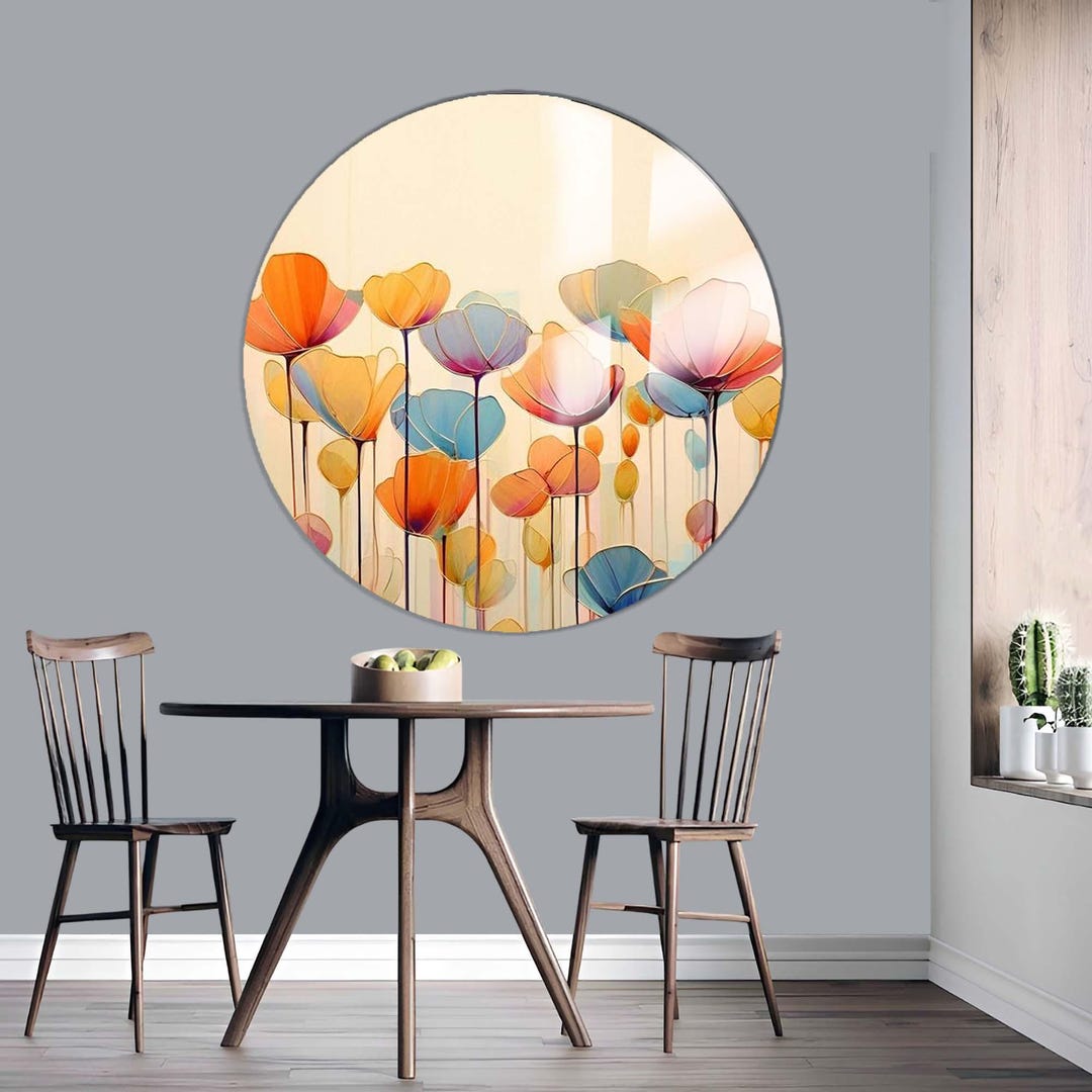 Floral Field Tempered Glass Wall Art: Modern Home Decor - Etsy
