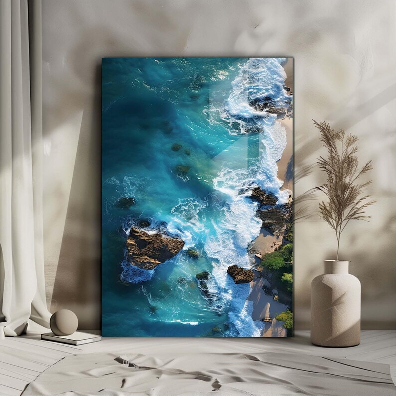Ocean Wall Decor, Sea Wall Art, Beach Wall Decor, Sea Landscape Decor, Sea Wave Glass, Sea Life Amazing Art, Wall Decor Hangings, Tempered