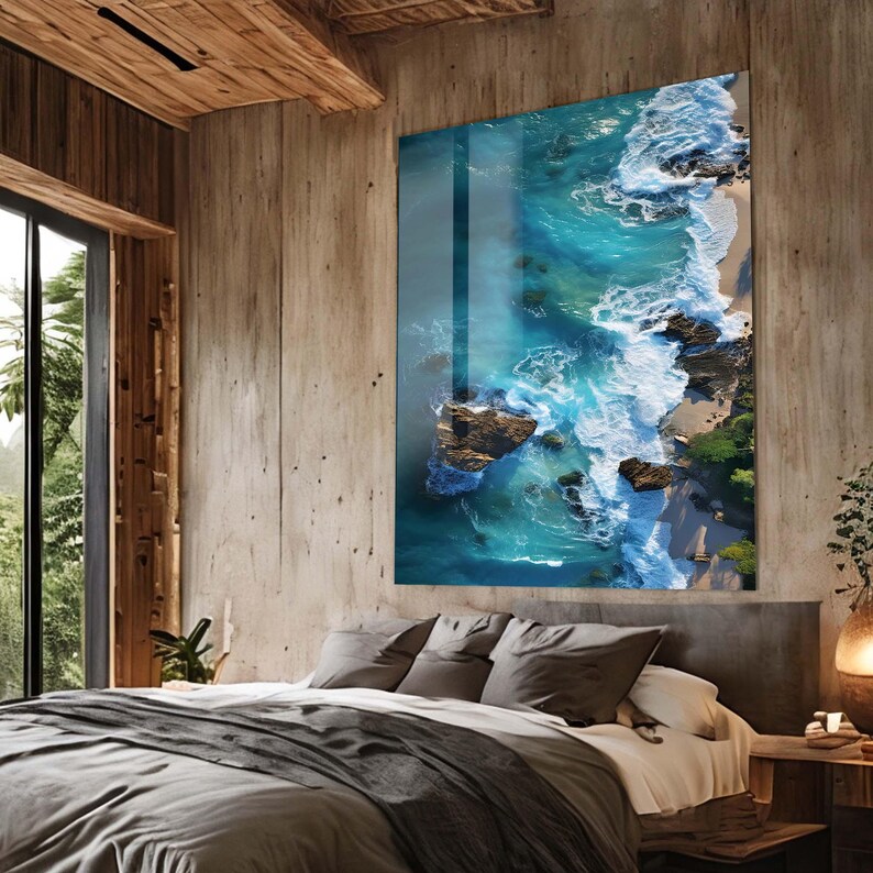 Ocean Wall Decor, Sea Wall Art, Beach Wall Decor, Sea Landscape Decor, Sea Wave Glass, Sea Life Amazing Art, Wall Decor Hangings, Tempered