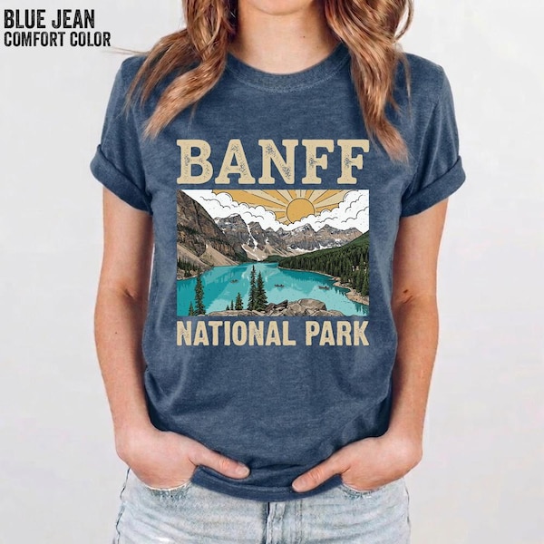 T-shirt graphique vintage du parc national de Banff, paysage de montagne et de nature