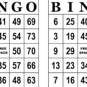 Bingo Game -Black and White Digital File