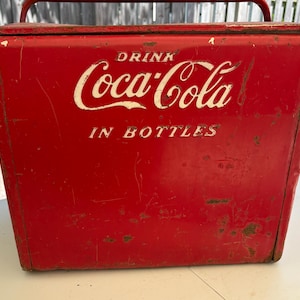 Vintage Drink Coca Cola Cooler Icebox Metal 1950's