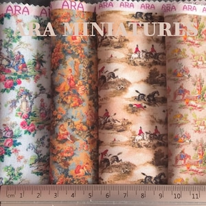 Printed Miniature Fabric Toile |  Pattern | For Dollhouses and Dioramas / 1/12 Scale