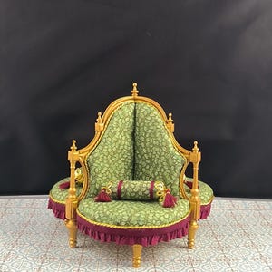 Luxury Victorian Miniature Chair – 1:12 Scale Louis XV Dollhouse Collectible