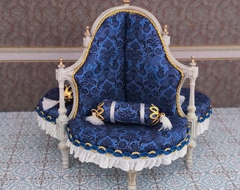 Sedia in miniatura vittoriana di lusso - Casa delle bambole Luigi XV in scala 1:12 da collezione