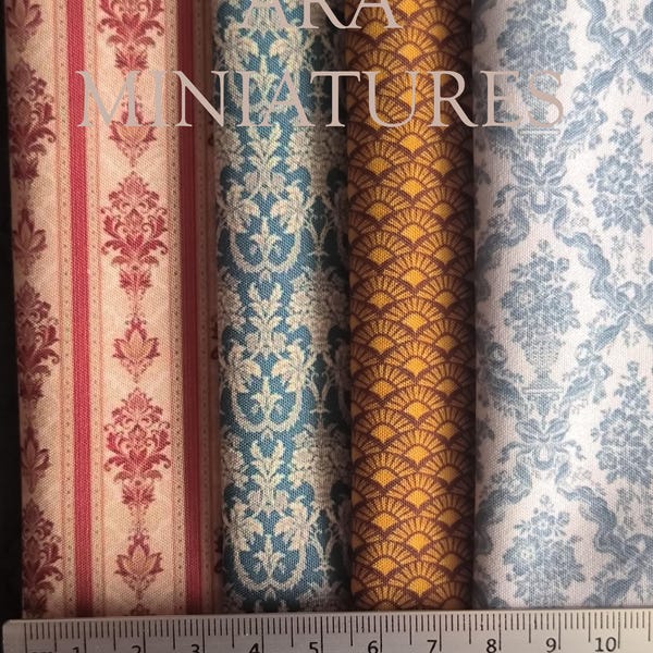 Toile de Jouy miniature imprimée | Motif | Pour maisons de poupées et dioramas / Échelle 1/12