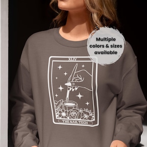 Nail Tech Tarot Card Sweatshirt, Esthie Gift Shirt, Fleece Crewneck, Cosmetologist, Beauty Professional, Nail Technician, Nail Artist Gift.