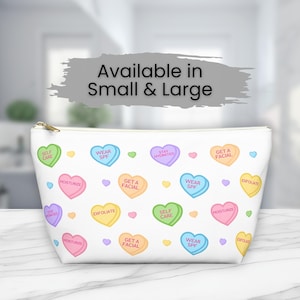 Esthetician Valentines Day Makeup Bag, Beauty Professional Present, Skincare Gift, Facial Specialist, Spa, Candy Hearts, Travel Accessory