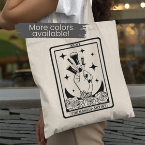Makeup Artist Tarot Card Cotton Canvas Tote Bag Esthetician Cosmetologist Gift MUA