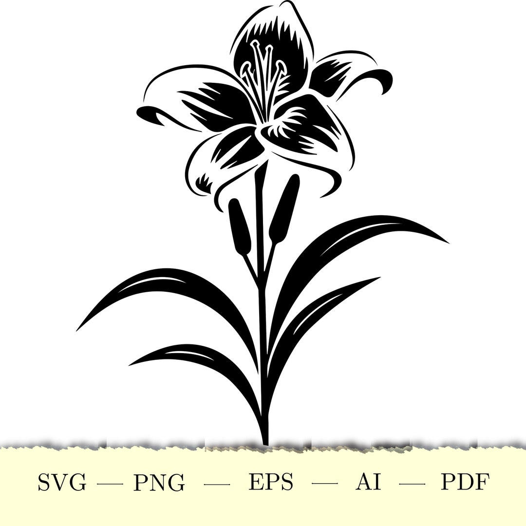 Lily SVG Vector Eps Png Svg Ai Screen Silhouette Unique Flower Design