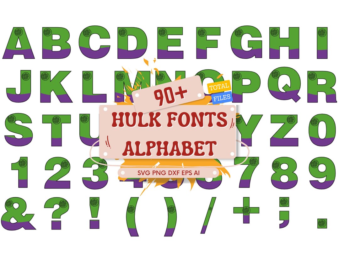 Hulk Fonts Svg- Hulk Alphabet Png- Hulk Letters - Digital Stickers ...